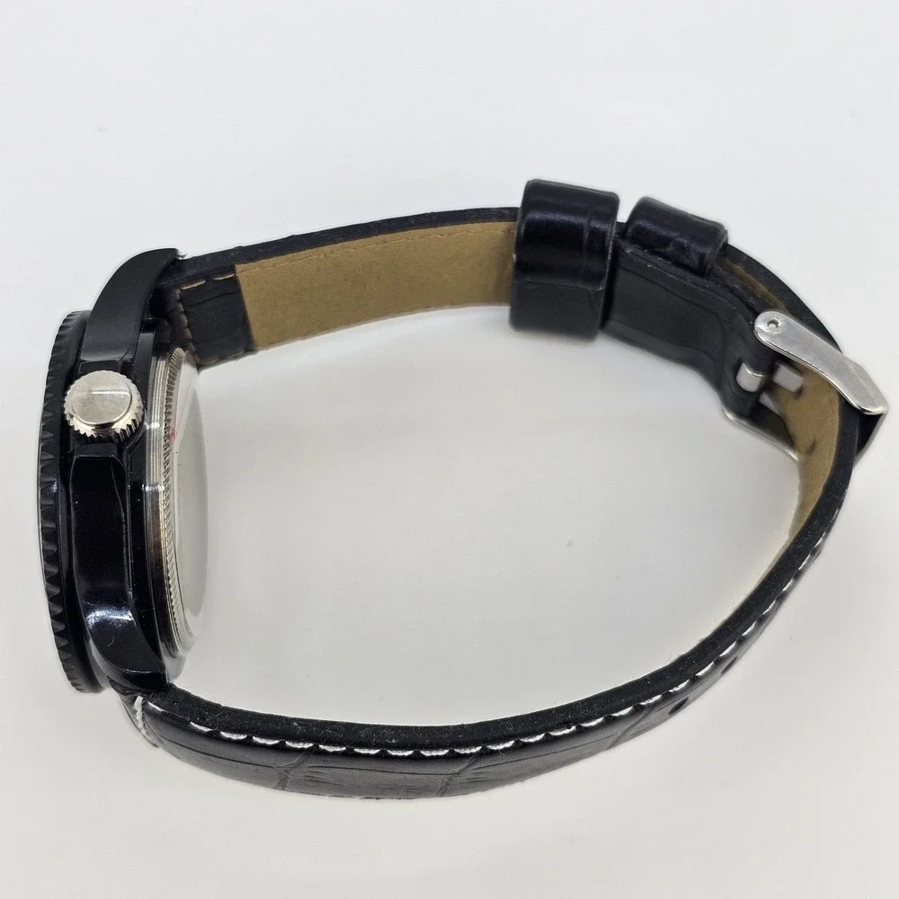 40MM Women's Watch Zebra Dial Black Case Black Leather Bands New Battery‎